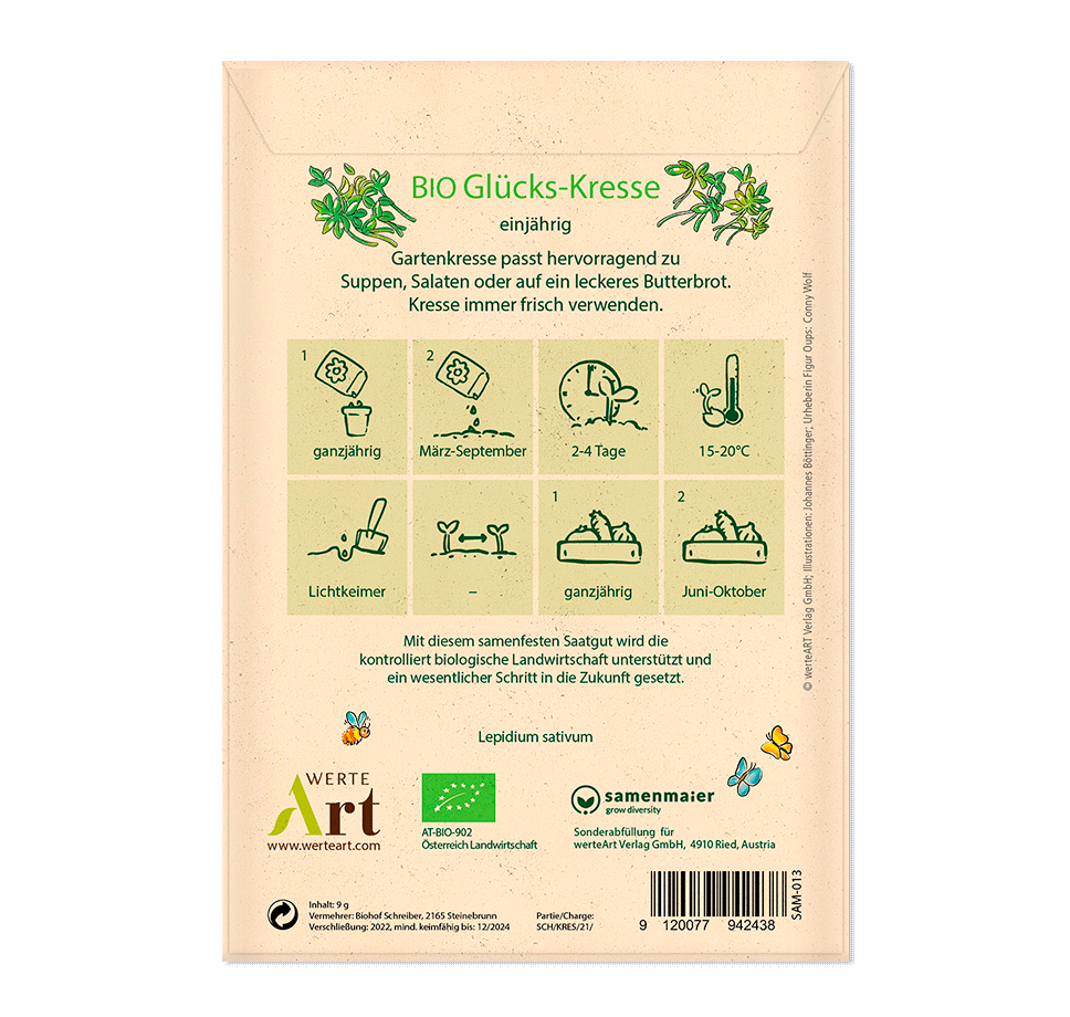 Oups Samenpackung - BIO Glücks-Kresse - Hochzeit - Liebe vermehrt sich, wenn man sie teilt - Oups