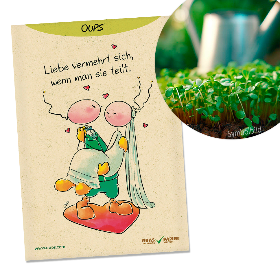 Oups Samenpackung - BIO Glücks-Kresse - Hochzeit - Liebe vermehrt sich, wenn man sie teilt - Oups