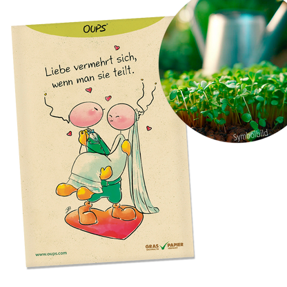 Oups Samenpackung - BIO Glücks-Kresse - Hochzeit - Liebe vermehrt sich, wenn man sie teilt - Oups