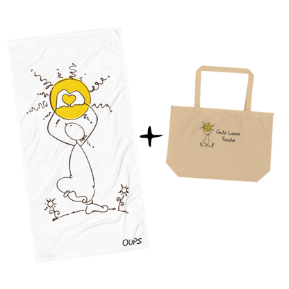 Oups Wohlfühl-Set Sonne – Badetuch &amp; Stoffbeutel 💛