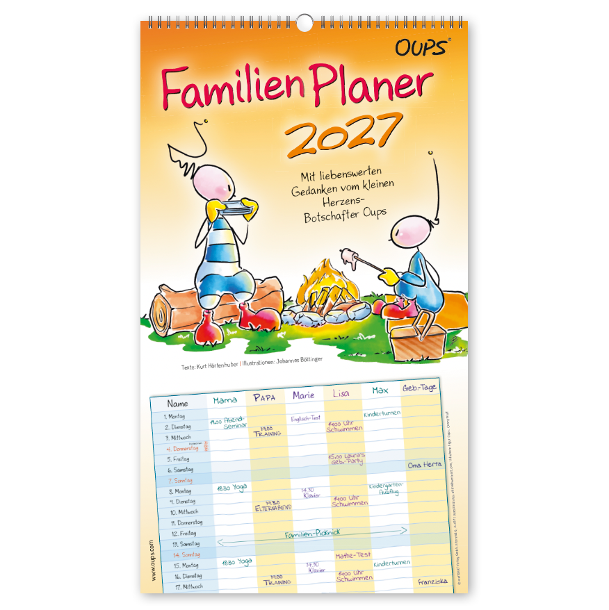 OUPS-Familienplaner 2027 - Wand-Terminplaner für die ganze Familie.